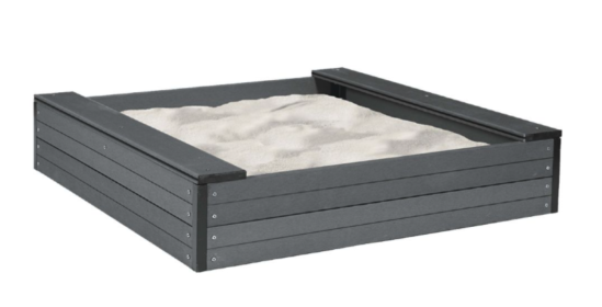 Nordic Play sandkasse med sæde i WPC komposit 120 x 120 x 24 cm